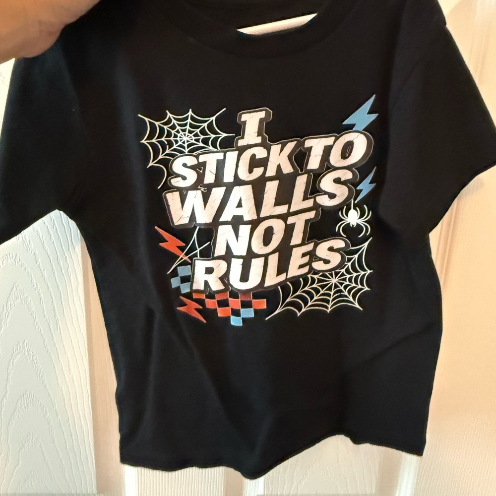 Kids Black Graphic Tee - I Stick To Walls Not Rules Spider-Man